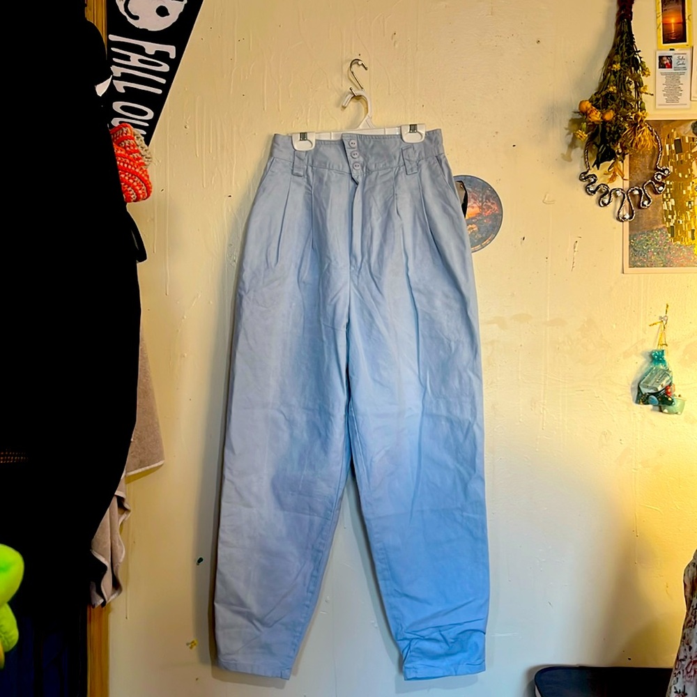 A.Byer High High Waisted Wide Tapered Leg Pants in Light Blue